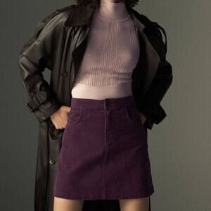 Zara Corduroy Mini Skirt in Eggplant Purple